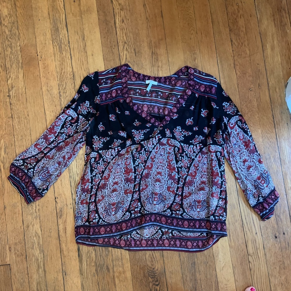 Joie silk sheer paisley blouse.